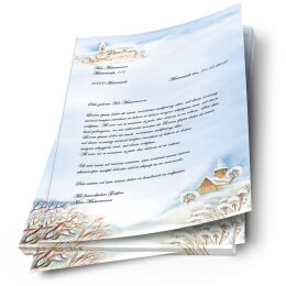 50 fogli di carta da lettera decorati PAESAGGIO INVERNALE DIN A4