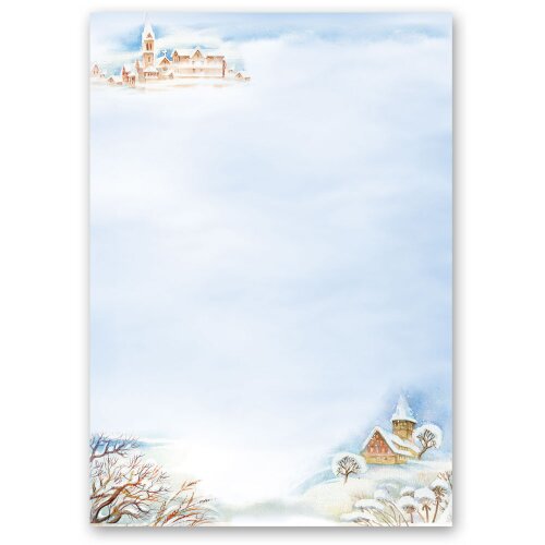 50 fogli di carta da lettera decorati PAESAGGIO INVERNALE DIN A5 Natura & Paesaggio, Stagioni - Inverno, Motivo invernale, Paper-Media