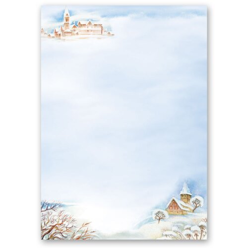 100 fogli di carta da lettera decorati PAESAGGIO INVERNALE DIN A6 Natura & Paesaggio, Stagioni - Inverno, Motivo invernale, Paper-Media