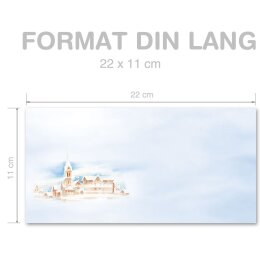 PAISAJE DE INVIERNO Briefumschläge Motivo de invierno CLASSIC 50 sobres (sin ventana), DIN LANG (220x110 mm), DLOF-8319-50