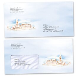 Envelopes Nature & Landscape, WINTER LANDSCAPE 10 envelopes (with window) - DIN LONG (220x110 mm) | Self-adhesive | Order online! | Paper-Media
