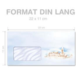WINTER LANDSCAPE Briefumschläge Winter motif CLASSIC 50 envelopes (with window), DIN LONG (220x110 mm), DLMF-8319-50