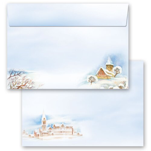 10 patterned envelopes WINTER LANDSCAPE in C6 format (windowless) Nature & Landscape, Seasons - Winter, Winter, Paper-Media