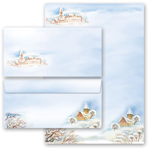 20-pc. Complete Motif Letter Paper-Set WINTER LANDSCAPE Nature & Landscape, Seasons - Winter, Winter, Paper-Media