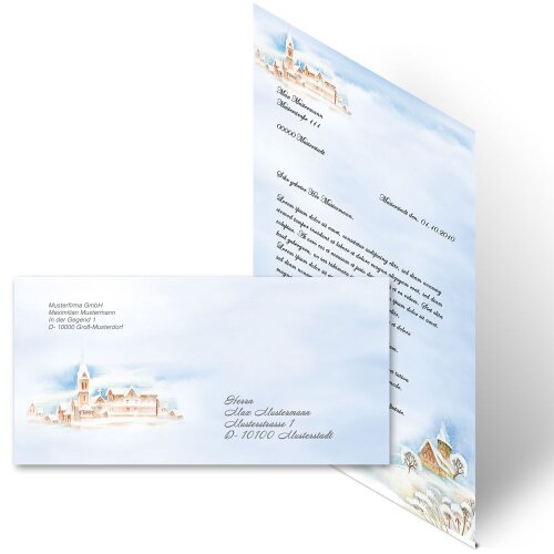 Briefpapier Set WINTERLANDSCHAFT - 100-tlg. DL (ohne Fenster)