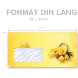 PÂQUES Briefumschläge Motif de Pâques CLASSIC 10 enveloppes (avec fenêtre), DIN LANG (220x110 mm), DLMF-8277-10