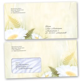 10 patterned envelopes DAISIES in standard DIN long format (with windows)