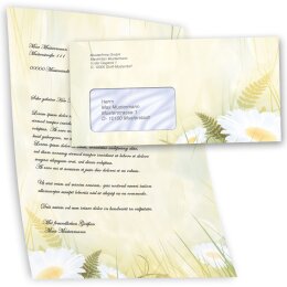 50 patterned envelopes DAISIES in standard DIN long format (with windows)
