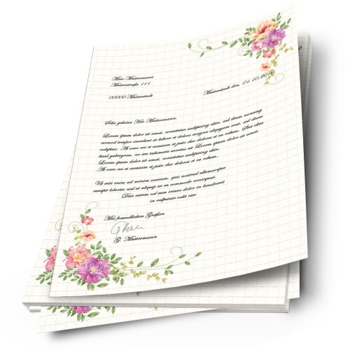 Carta da lettera decorati LETTERA FLOREALE Motivo Fiori
