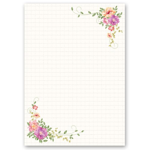 Papel de carta CARTA FLORAL - 50 Hojas formato DIN A4 Flores & Pétalos, Motivo de flores, Paper-Media