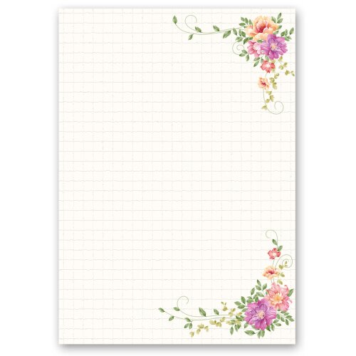 Stationery-Motif FLORAL LETTER | Flowers & Petals | High quality Stationery DIN A5 - 50 Sheets | 90 g/m² | Printed on one side | Order online! | Paper-Media
