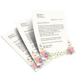 100 fogli di carta da lettera decorati LETTERA FLOREALE DIN A6