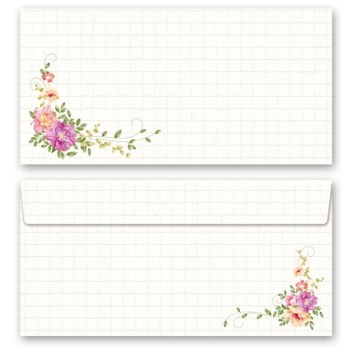 10 patterned envelopes FLORAL LETTER in standard DIN long format (windowless) Flowers & Petals, Flowers motif, Paper-Media