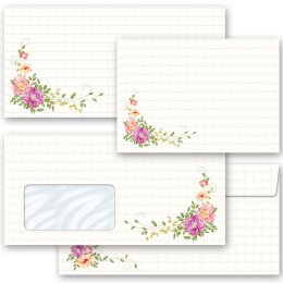 10 patterned envelopes FLORAL LETTER in standard DIN long format (windowless)