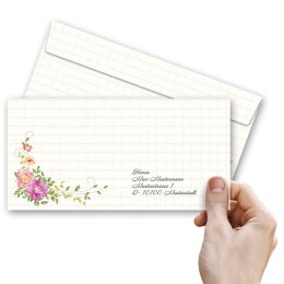 LETTRE FLORALE Briefumschläge Motif de fleurs CLASSIC 50 enveloppes (sans fenêtre), DIN LANG (220x110 mm), DLOF-8355-50