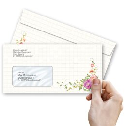 FLORAL LETTER Briefumschläge Flowers motif CLASSIC 10 envelopes (with window), DIN LONG (220x110 mm), DLMF-8355-10