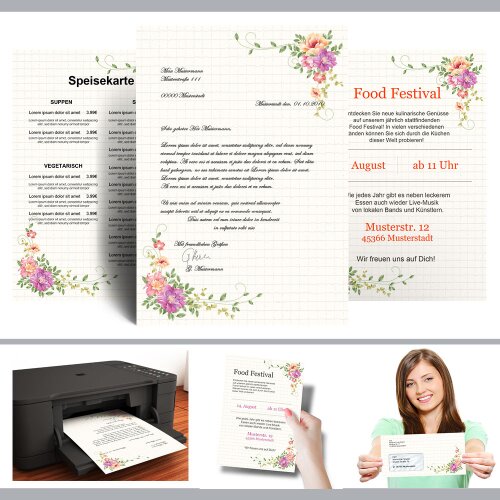 Adornos-juegos de papelería Flores & Pétalos CARTA FLORAL Motivo de f Adornos-juegos de papelería Flores & Pétalos CARTA FLORAL Motivo de f