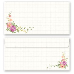 FLORAL LETTER Briefpapier Sets Flowers motif CLASSIC 20-pc. Complete set, DIN A4 & DIN LONG Set., SOC-8355-20