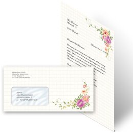 40-pc. Complete Motif Letter Paper-Set FLORAL LETTER