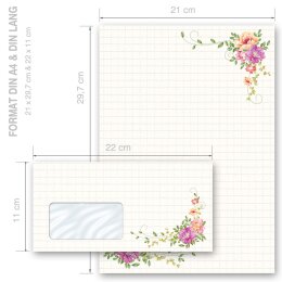 40-pc. Complete Motif Letter Paper-Set FLORAL LETTER