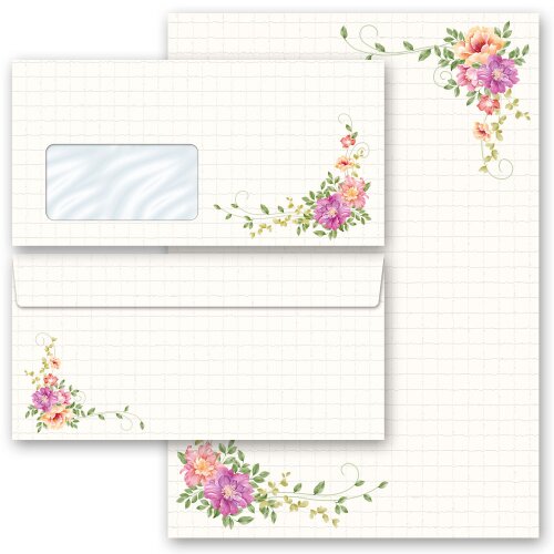 Briefpapier Set BLUMENBRIEF - 200-tlg. DL (mit Fenster) Blumen & Blüten, Blumenmotiv, Paper-Media