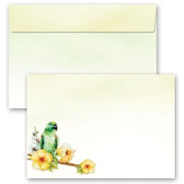 10 patterned envelopes GREEN PARROT in C6 format...