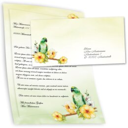 Papier à lettres et enveloppes Sets PERROQUET VERT Animaux