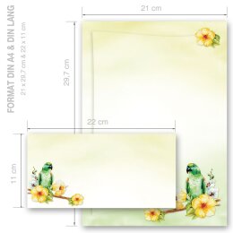 40-pc. Complete Motif Letter Paper-Set GREEN PARROT