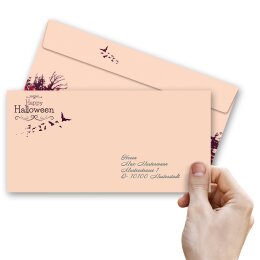 10 enveloppes à motifs au format DIN LONG - HAPPY HALLOWEEN (sans fenêtre)