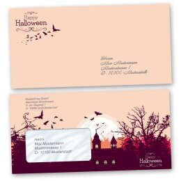 10 patterned envelopes HAPPY HALLOWEEN in standard DIN long format (windowless)