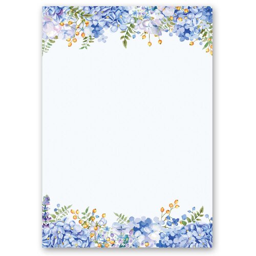 Motif Letter Paper! BLUE HYDRANGEAS 50 sheets DIN A5 Flowers & Petals, Flowers motif, Paper-Media