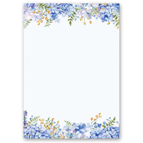 Motif Letter Paper! BLUE HYDRANGEAS 100 sheets DIN A6 Flowers & Petals, Flowers motif, Paper-Media