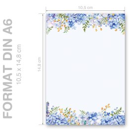 Motif Letter Paper! BLUE HYDRANGEAS 100 sheets DIN A6