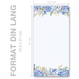 BLUE HYDRANGEAS Briefpapier Flowers motif CLASSIC 100 sheets, DIN LONG (105x210 mm), DLC-8358-100