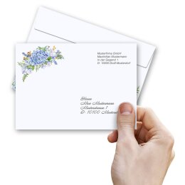 BLUE HYDRANGEAS Briefumschläge Flowers motif CLASSIC 10 envelopes, DIN C6 (162x114 mm), C6-8358-10
