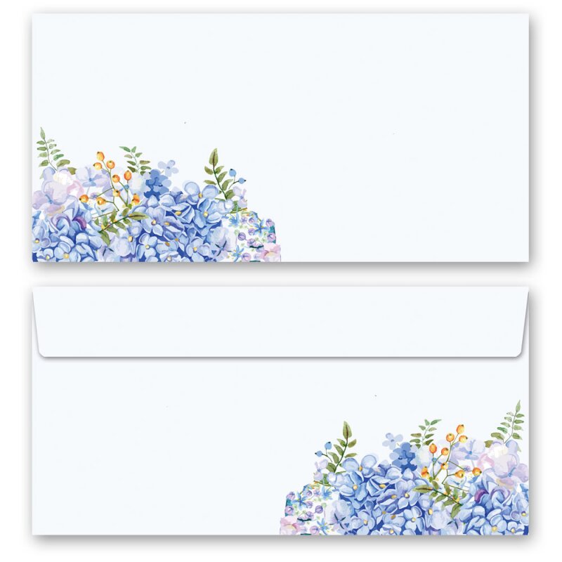 Briefpapier Blaue Blumen 50 Blatt - DIN A4 90g/m² Motivpapier Einseitig Bedruckt