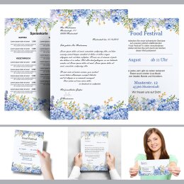 40-pc. Complete Motif Letter Paper-Set BLUE HYDRANGEAS