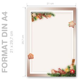 20 fogli di carta da lettera decorati Natale TEMPO DI PAN DI ZENZERO DIN A4 - Paper-Media