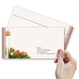 10 patterned envelopes GINGERBREAD TIME in standard DIN long format (windowless)