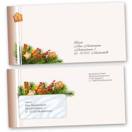 Briefumschläge LEBKUCHENZEIT - 10 Stück DIN LANG (mit Fenster)