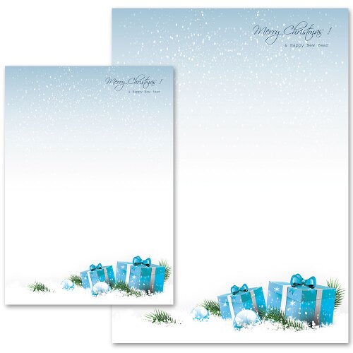 Carta da lettera decorati REGALI DI NATALE BLU