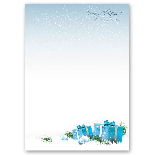 50 fogli di carta da lettera decorati REGALI DI NATALE BLU DIN A4 Natale, Motivo di Natale, Paper-Media