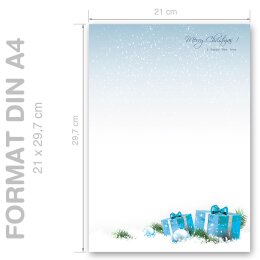 BLUE CHRISTMAS PRESENTS Briefpapier Christmas motif CLASSIC 50 sheets, DIN A4 (210x297 mm), A4C-8360-50