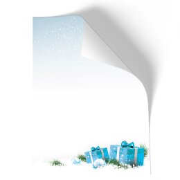 Briefpapier - Motiv BLAUE WEIHNACHTSGESCHENKE | Weihnachten | Hochwertiges DIN A4 Briefpapier - 100 Blatt | 90 g/m² | einseitig bedruckt | Online bestellen!