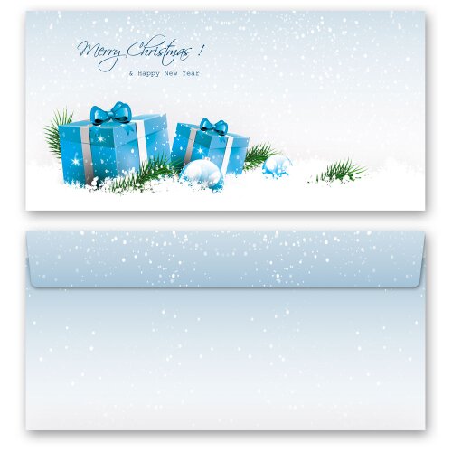 10 patterned envelopes BLUE CHRISTMAS PRESENTS in standard DIN long format (windowless) Christmas, Christmas envelopes, Paper-Media