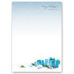 Motif-Stationery Sets Christmas, BLUE CHRISTMAS PRESENTS 100-pc. Complete set - DIN A4 & DIN LONG Set. | Order online! | Paper-Media