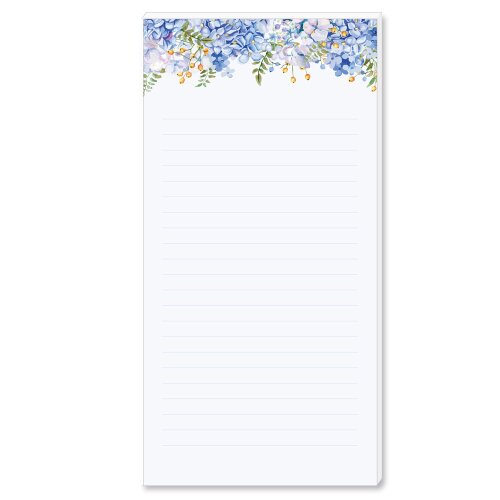 Notepads BLUE HYDRANGEAS | DIN LONG Format |  2 Blocks Flowers & Petals, , Paper-Media