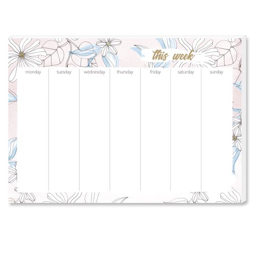 Weekly planner pad BLOOM | DIN A4 Format |  2 Blocks Flowers & Petals, , Paper-Media