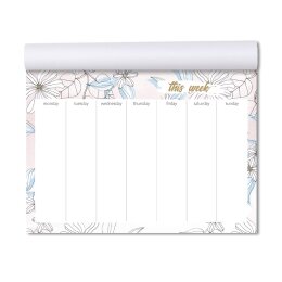 Our weekly planner pad BLOOM is perfect for planning out your week. High-quality notepad design in practical A4 landscape format.