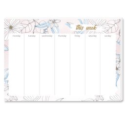 Wochenplaner-Pad BLOOM | DIN A4 Format | 2 Blöcke Blumen & Blüten, , Paper-Media